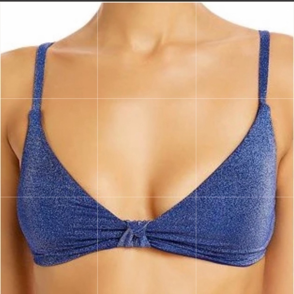 AQUA Swim Shimmer Twist Front Bikini Top NWT